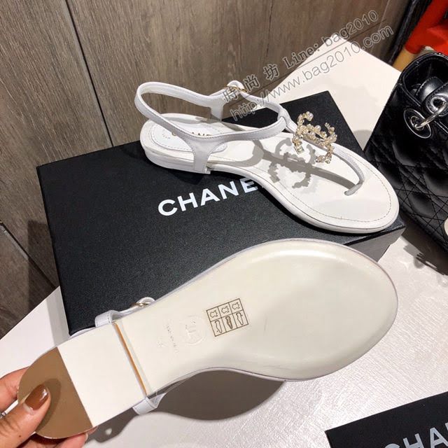 Chanel女鞋 香奈兒2020春夏新款珍珠雙c夾趾涼鞋  naq1188